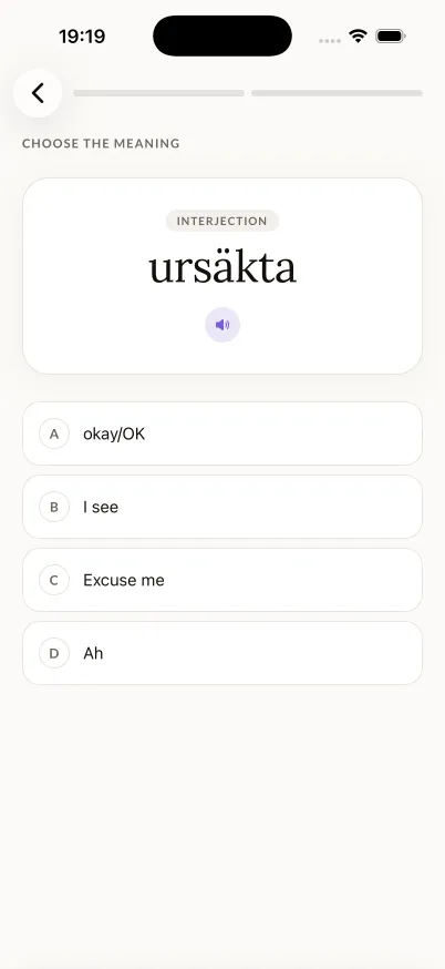 Learn: choose the meaning of ursäkta