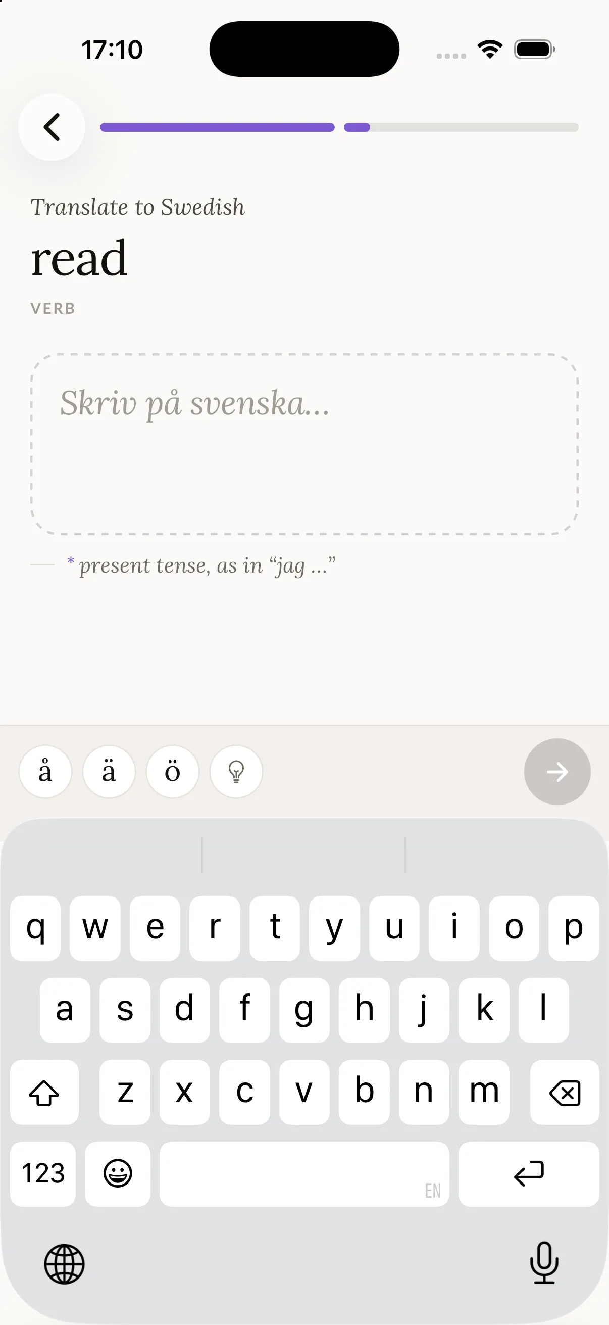 Practice: translate read to Swedish